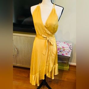 Express wrap gold dress. Size S. New with tags